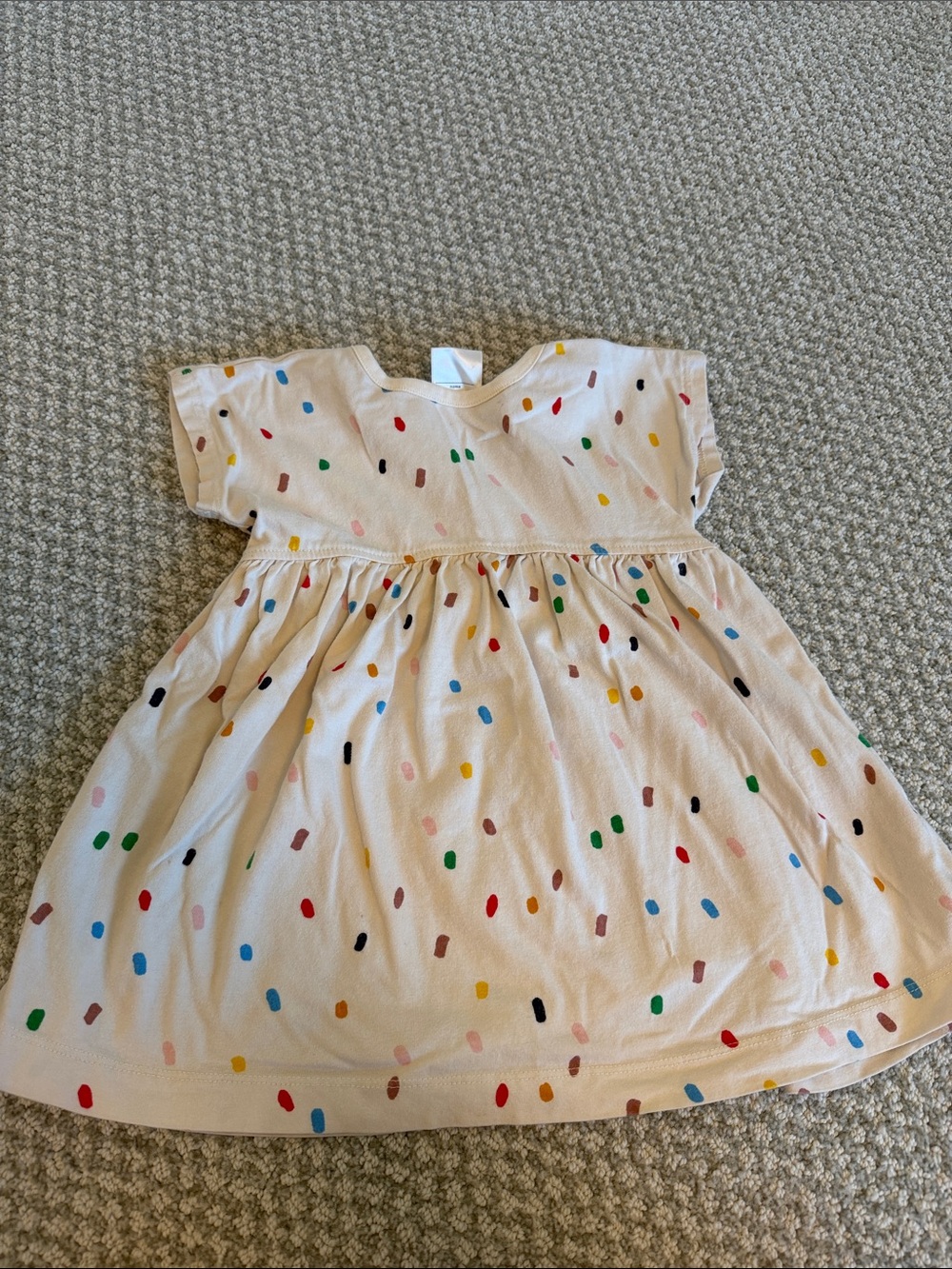 Hanna Andersson Cream Knit Dress with Multicolor Sprinkle Dots